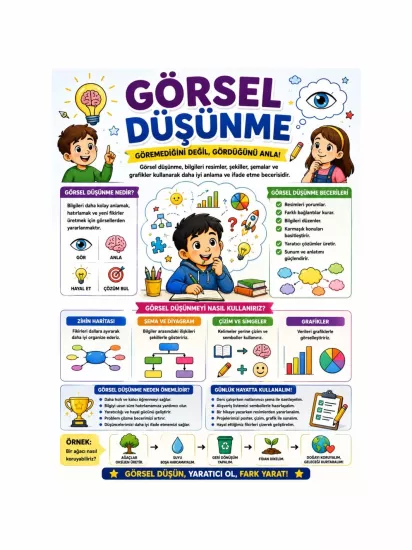 Görsel Düşünme Afişi Okul Sınıf Öğrenci Eğitici Afişi | ZajaBaskı