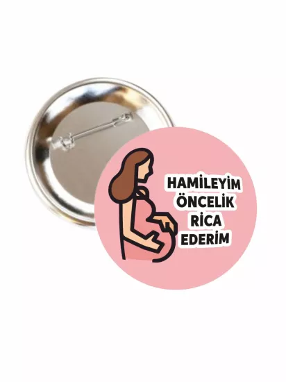 Hamile Buton Rozet 58mm İğneli Anne Adayı Rozeti | Zaja Baskı
