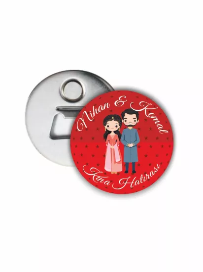Henna Gelin Damat Tema Kına Hatırası Açacak Magneti | 58mm Magnet Açacak | Zajabaskı