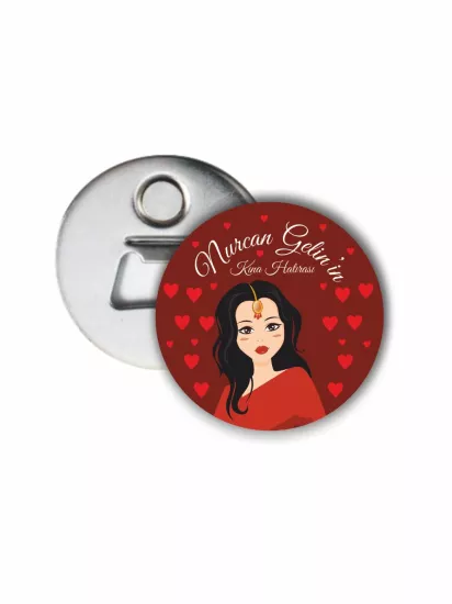 Henna Indian Gelin Konsept Kına Açacak Magneti | 58mm Magnet Açacak | Zajabaskı