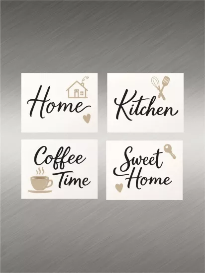 Home Kitchen Coffee Time Yazılı Minimal Buzdolabı Magnet Seti 4’lü Modelleri ve Fiyatları | Zajabaskı