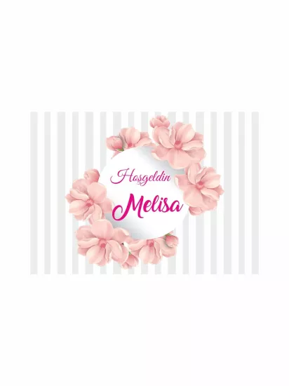 Pembe Soft Çiçek Temalı Hoş Geldin Bebek Afişi | Zajabaskı
