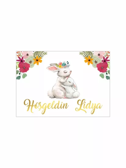 Sevimli Anne Yavru Tavşan Temalı Bebek Afişi | Zajabaskı