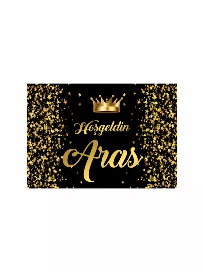 Siyah Gold Yıldız Püskürtme Bebek Afişi | Zajabaskı