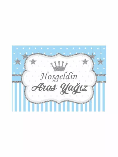 Mavi Gümüş Sim Yıldız Konsept Bebek Afişi | Zajabaskı