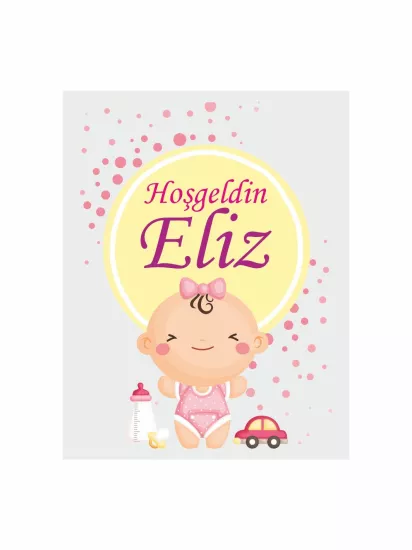 Hoş Geldin Bebek Magneti Çizgi Bebek Temalı Pembe Sarılı Yeni Doğan Kız Bebek Magneti Modelleri ve Fiyatları | Zajabaskı