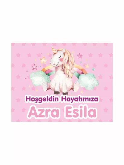 Hoş Geldin Bebek Magneti Unicorn Temalı Yeni Doğan Kız Bebek Magneti Gökkuşağı Bulutlu Pembe Konsept Hoş Geldin Bebek Magneti Unicorn Temalı Yeni Doğan Kız Bebek Magneti Gökkuşağı Bulutlu Pembe Konsept