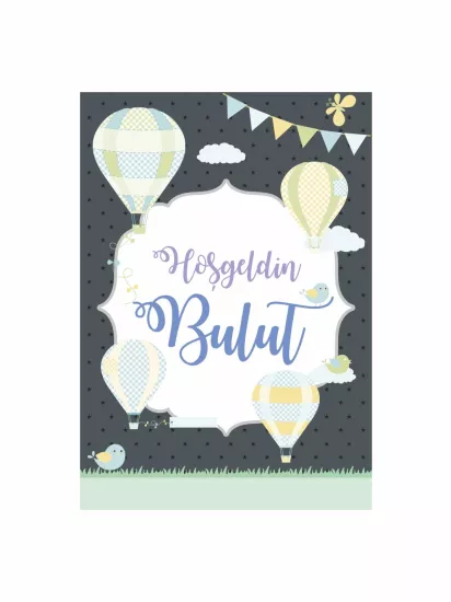 Hoş Geldin Bebek Pano Sıcak Hava Balonu Temalı Gece Konsept Erkek Bebek Karşılama Panosu Modelleri ve Fiyatları | Zajabaskı