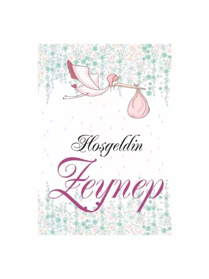 Hoş Geldin Bebek Panosu Leylek Temalı Çiçek Desenli Pembe Bebek Bavullu Modelleri ve Fiyatları | Zajabaskı