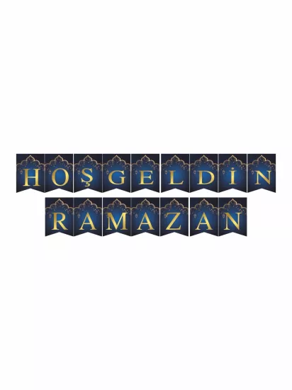 Hoş Geldin Ramazan Flama Banner Mavi Gold Konsept Modelleri ve Fiyatları | ZajaBaskı