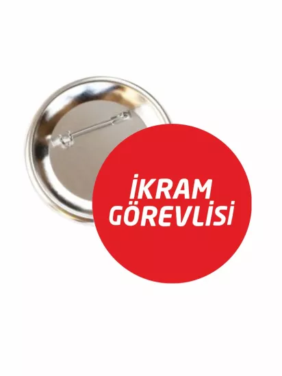 İkram Görevlisi Buton Rozet 58mm | Zaja Baskı