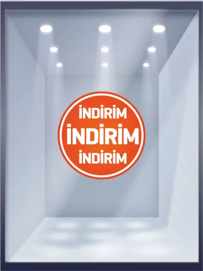 İndirim İndirim İndirim Mağaza Vitrin Folyo Baskısı Turuncu Beyaz Renk Modelleri ve Fiyatları Zajabaskı’da