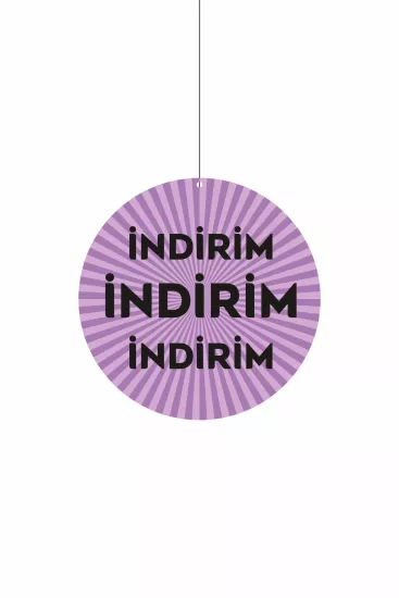 İndirim İndirim Lila Zeminli Mağaza Dönkartı | Çift Yön Baskılı Zajabaskı