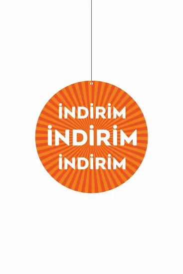 İndirim Yazılı Turuncu Zeminli Mağaza Dönkartı | Çift Yön Baskılı Zajabaskı