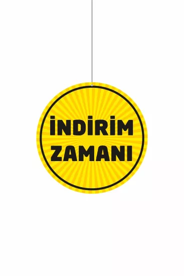 İndirim Zamanı Sarı Zeminli Mağaza Dönkartı | Çift Yön Baskılı Zajabaskı