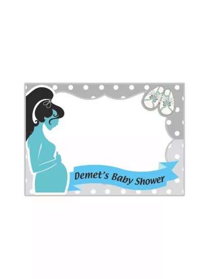 İsme Özel Mavi Pilot Bebek Baby Shower Fotoğraf Çerçevesi 100x70 – Zajabaskı