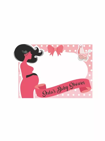 İsme Özel Pembe Pusetli Baby Shower Hatıra Çerçevesi 100x70 – Zajabaskı