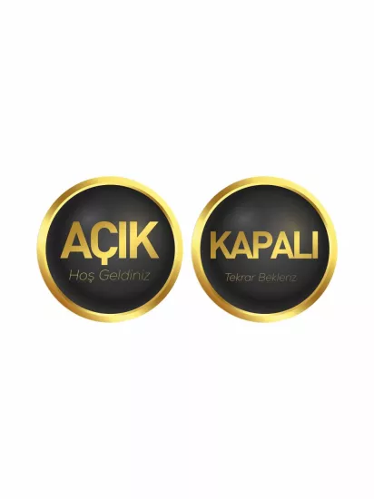 İşyeri Dükkan Açık Kapalı Levhası Siyah Füme Geçişli Gold Tema 30x30 Modelleri ve Fiyatları | Zajabaskı