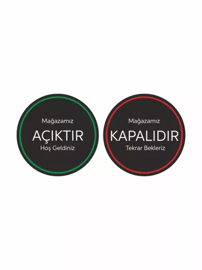 İşyeri Dükkan Mağaza Açık Kapalı Levhası Açıktır Kapalıdır Modern Siyah 30x30 Modelleri ve Fiyatları | Zajabaskı