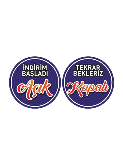 İşyeri Dükkan Mağaza Açık Kapalı Levhası İndirim Başladı Tekrar Bekleriz Lacivert 30x30 Modelleri ve Fiyatları | Zajabaskı