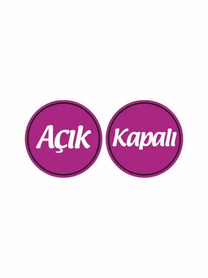 İşyeri Dükkan Mağaza Açık Kapalı Levhası Mor Modern 30x30 Modelleri ve Fiyatları | Zajabaskı