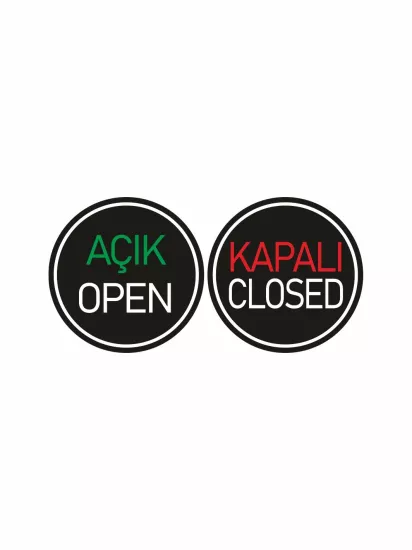 İşyeri Dükkan Mağaza Açık Kapalı Levhası Open Closed Siyah 30x30 Modelleri ve Fiyatları | Zajabaskı