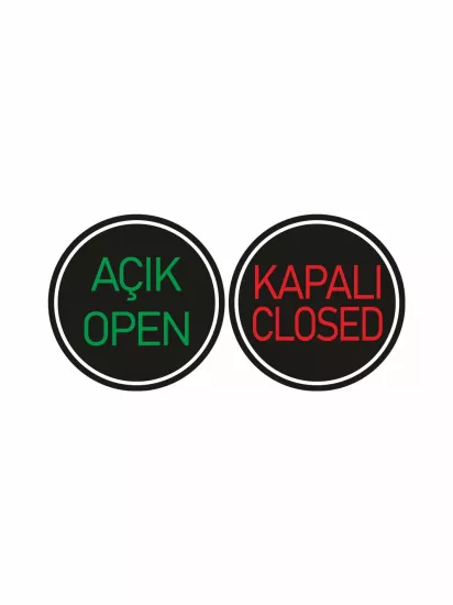İşyeri Dükkan Mağaza Açık Kapalı Levhası Open Closed Siyah Zemin 30x30 Modelleri ve Fiyatları | Zajabaskı