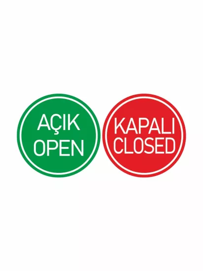 İşyeri Dükkan Mağaza Açık Kapalı Levhası Open Closed Yeşil Kırmızı 30x30 Modelleri ve Fiyatları | Zajabaskı