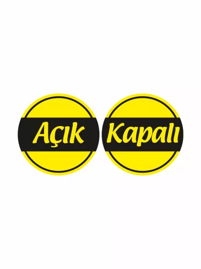 İşyeri Dükkan Mağaza Açık Kapalı Levhası Sarı Siyah 30x30 Modelleri ve Fiyatları | Zajabaskı