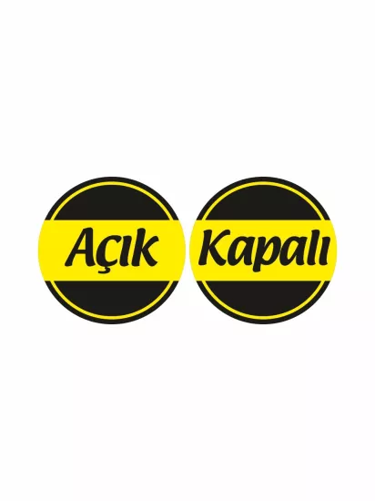 İşyeri Dükkan Mağaza Açık Kapalı Levhası Sarı Siyah Modern Çizgi 30x30 Modelleri ve Fiyatları | Zajabaskı