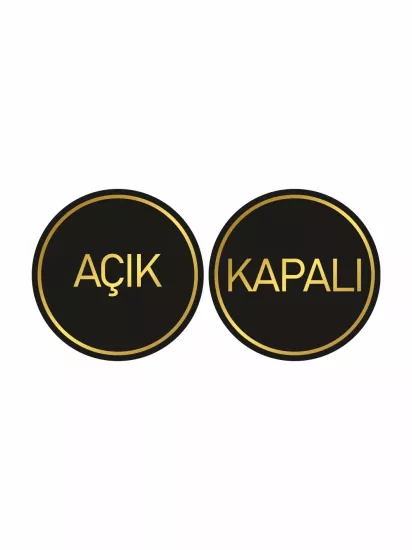 İşyeri Dükkan Mağaza Açık Kapalı Levhası Siyah Gold 30x30 Modelleri ve Fiyatları | Zajabaskı