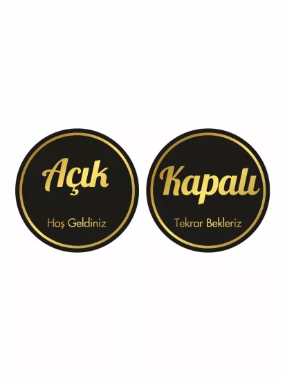 İşyeri Dükkan Mağaza Açık Kapalı Levhası Siyah Gold Hoş Geldiniz Tekrar Bekleriz 30x30 Modelleri ve Fiyatları | Zajabaskı
