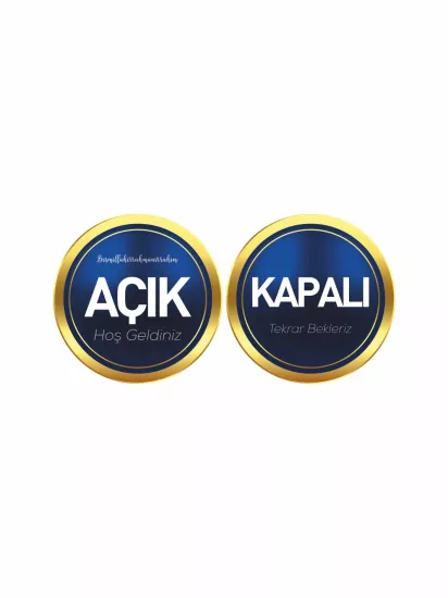 İşyeri Mağaza Dükkan Açık Kapalı Levhası Lacivert Gold Renk 30x30 Modelleri ve Fiyatları | Zajabaskı