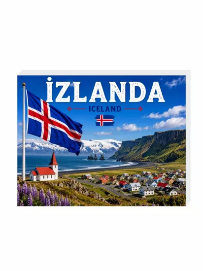 İzlanda Buzdolabı Magnet Süsü | 9x7 cm Hatıra Magnet | Zaja Baskı