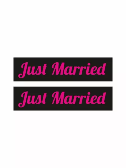 Just Married Gelin Arabası Plaka Siyah Pembe Folyo Baskı Modelleri ve Fiyatları | Zajabaskı
