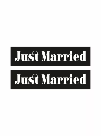 Just Married Gelin Arabası Plaka Siyah Beyaz Folyo Baskı Modelleri ve Fiyatları | Zajabaskı