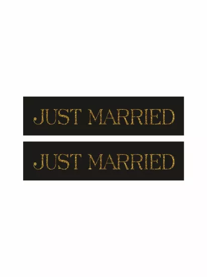Just Married Gelin Arabası Plaka Siyah Gold Folyo Etiket Modelleri ve Fiyatları | Zajabaskı