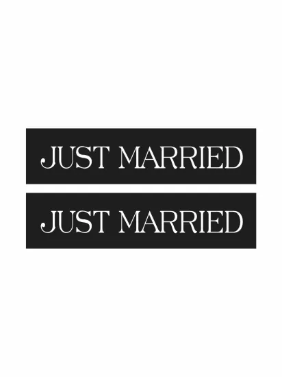 Just Married Gelin Arabası Plaka Siyah Beyaz Folyo Sticker Modelleri ve Fiyatları | Zajabaskı