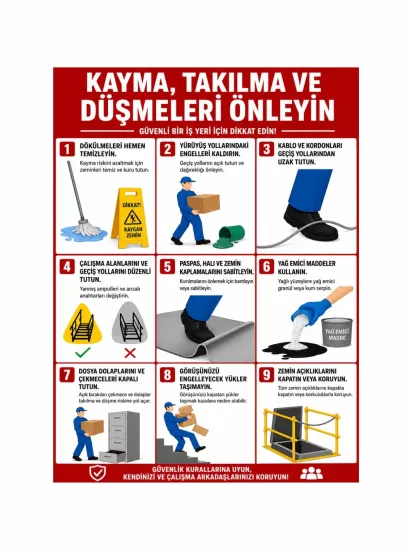 Kayma ve Düşme Uyarı Levhası 40x30 cm | Zajabaskı