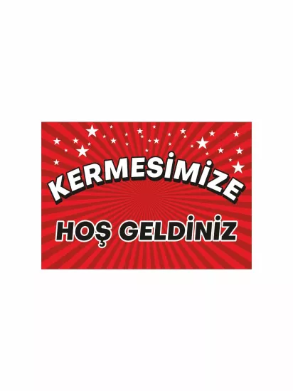 Kırmızı Zeminli Kermes Afişi Vinil Branda Baskı | ZajaBaskı