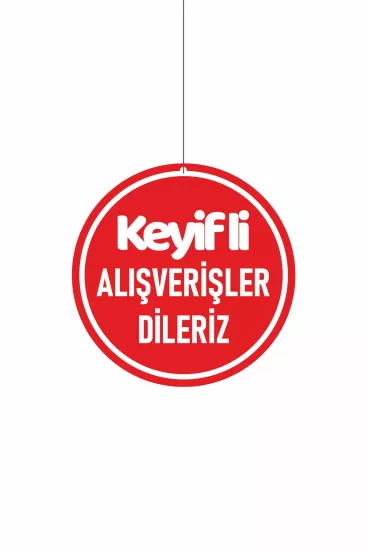 Keyifli Alışverişler Dileriz Dönkartı 30x30 cm Çift Yön Baskı | Zajabaskı