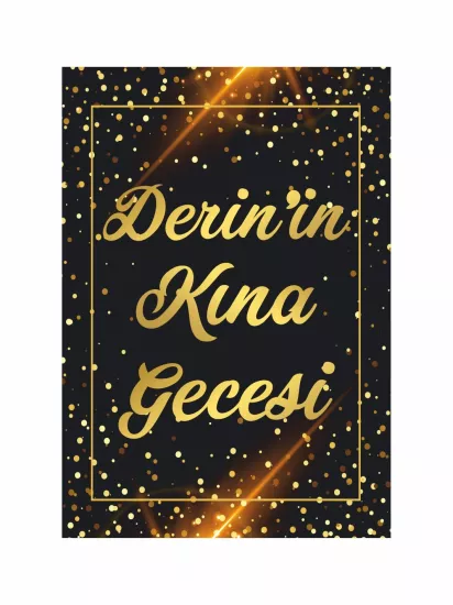 Kına Ayaklı Karşılama Panosu Gold Işıltı Zeminli Modelleri ve Fiyatları | Zajabaskı