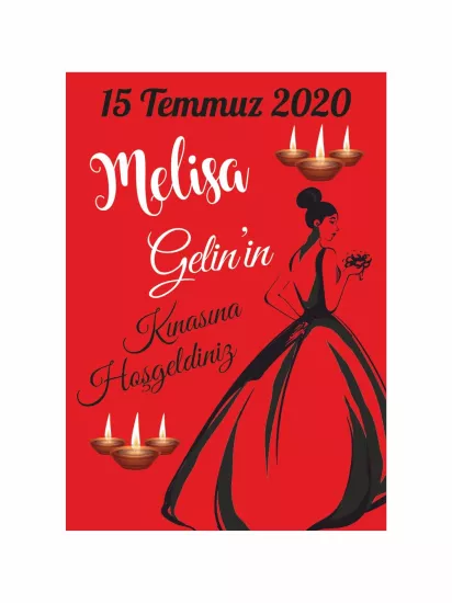Kına Ayaklı Panosu Gelin Silüet Tema Henna Mum Detaylı Modelleri ve Fiyatları | Zajabaskı