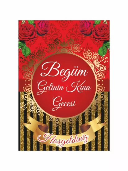Kına Ayaklı Panosu Gül Tema Gold Çerçeve Modelleri ve Fiyatları | Zajabaskı