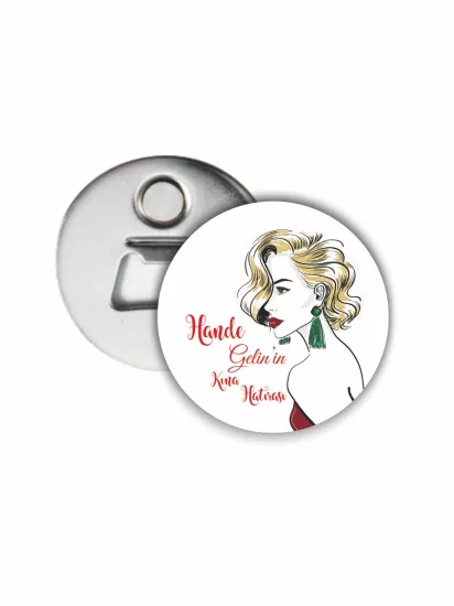Kına Gecesi Açacak Magnet Gelin Yüz Tema | 58mm Magnet Açacak | Zajabaskı