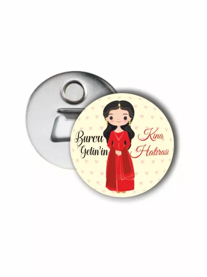 Kına Gecesi Açacak Magnet Henna Gelin Tema | 58mm Magnet Açacak | Zajabaskı