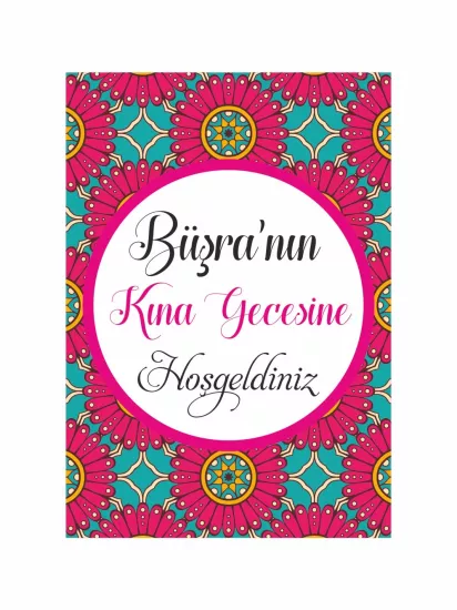 Kına Gecesi Davet Ayaklı Karşılama Panosu Mandala Konsept Modelleri ve Fiyatları | Zajabaskı