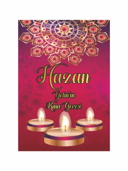 Kına Gecesi Davet Karşılama Panosu Mandala Tema Mum Konsept Modelleri ve Fiyatları | Zajabaskı