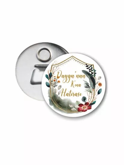 Kına Gecesi Hediyelik Açacak Magneti Vintage Tema | 58mm Magnet Açacak | Zajabaskı