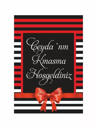 Kına Gecesi Karşılama Ayaklı Pano Siyah Kırmızı Şerit Kurdela Konsept Modelleri ve Fiyatları | Zajabaskı